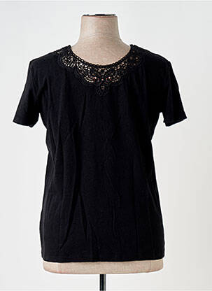 Tricou guler în v mâneci scurte negru 7 SEASONS femeie