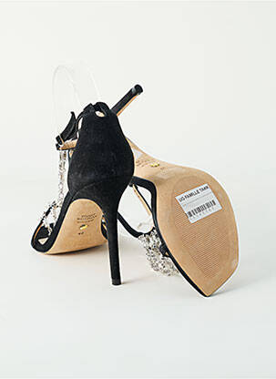Sandale/pantofi decupați țesătură satinată toc înalt de 10cm și mai mult negru STUART WEITZMAN femme