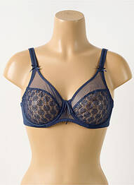 Sutien efect material satinat sutien cupe întregi cu decolteu înalt albastru EMPREINTE femme