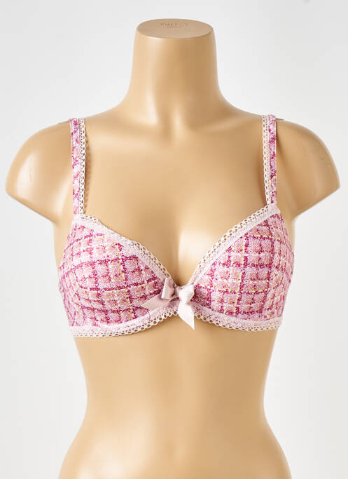 Sutien efect material satinat top sutien modelat roz ANTIGEL femme