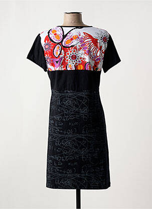 Rochie scurtă mâneci scurte mâneci scurte negru QUATRE VINGT JOURS femeie