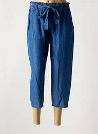 Pantalon 7/8 țesătură poplin mărime normală albastru QUATRE VINGT JOURS femme
