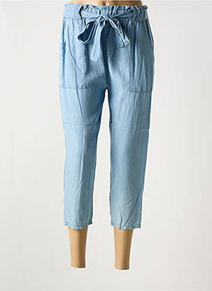 Pantalon 7/8 țesătură poplin mărime normală albastru deschis QUATRE VINGT JOURS femeie