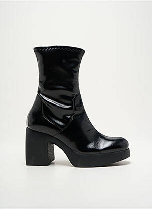 Botine/ghete țesătură satinată toc de 7 la 9 cm negru WONDERS femeie