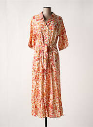 Rochie lungă imprimeu floral mâneci 3/4 bej CREAM femeie