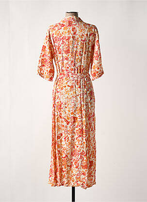 Rochie lungă imprimeu floral mâneci 3/4 bej CREAM femeie