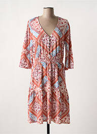 Rochie midi imprimeu floral mâneci 3/4 portocaliu K-DESIGN femeie