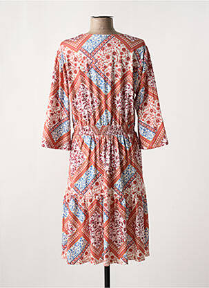 Rochie midi imprimeu floral mâneci 3/4 portocalie K-DESIGN femeie