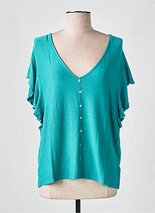 Tricou guler în v mâneci scurte verde JULIE GUERLANDE femeie