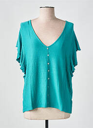 Tricou guler în v mâneci scurte verde JULIE GUERLANDE femme