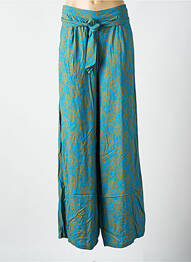 Pantalon larg țesătură poplin talie înaltă albastru ZILCH femme