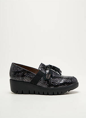 Mocasini țesătură satinată toc de 4 la 6 cm negru WONDERS femeie