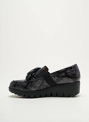 Mocasini țesătură satinată toc de 4 la 6 cm negru WONDERS femeie