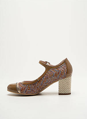 Pantofi cu toc material neted toc de 4 la 6 cm maro DORKING femeie