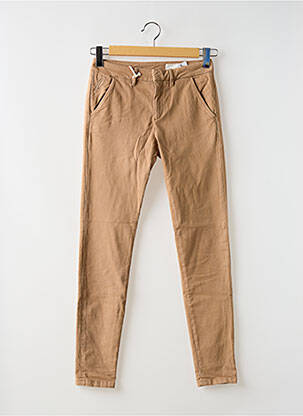 Pantalon chino țesătură poplin mărime normală maro REIKO femeie