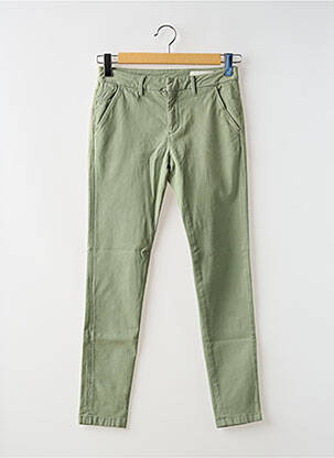 Pantalon chino țesătură poplin mărime normală verde REIKO femeie