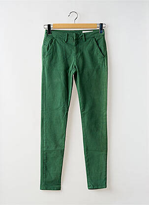 Pantalon chino țesătură poplin mărime normală verde închis REIKO femeie