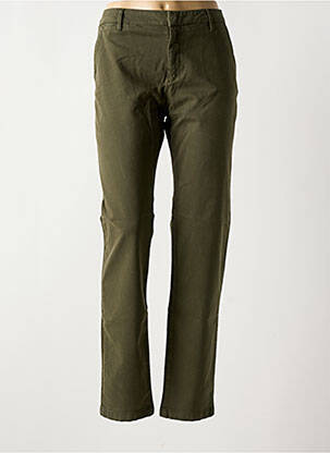 Pantalon chino țesătură poplin mărime normală verde REIKO femeie