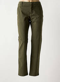 Pantalon chino țesătură poplin mărime normală verde REIKO femeie