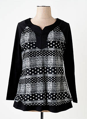 Top elasticitate mâneci lungi negru S.QUISE femeie