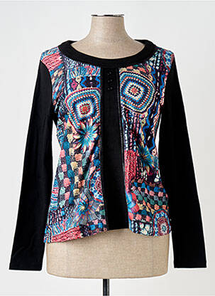 Top elasticitate mâneci lungi negru S.QUISE femeie