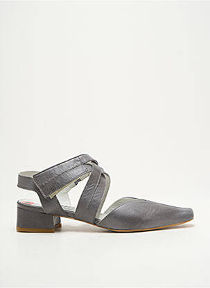 Sandale/pantofi decupați material neted toc de 4 la 6 cm gri AYAME femeie