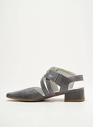 Sandale/pantofi decupați material neted toc de 4 la 6 cm gri AYAME femeie