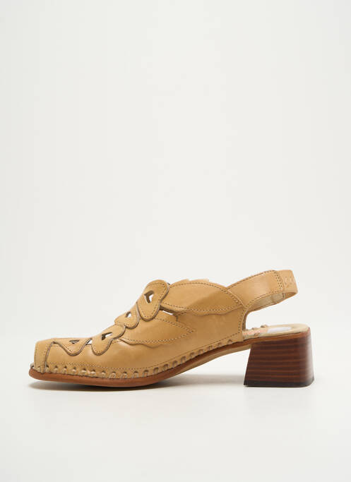 Sandale/pantofi decupați țesătură satinată toc de 4 la 6 cm bej PIKOLINOS femme