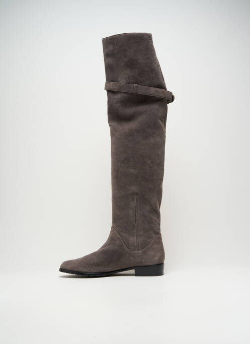 Cizme peste genunchi nubuc toc plat până la 3 cm gri STUART WEITZMAN femme