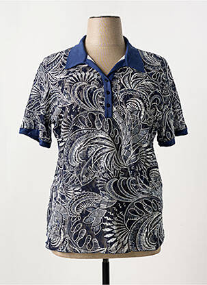 Polo broderie mâneci scurte albastru MONTEVERDI femeie