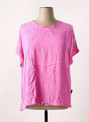 Tricou guler rotund mâneci scurte roz CAPUCCINO femeie
