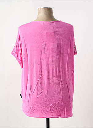 Tricou guler rotund mâneci scurte roz CAPUCCINO femeie