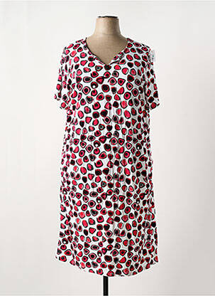 Rochie midi imprimeu fantezie mâneci scurte alb MY WAY FER femeie