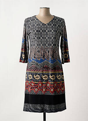 Rochie scurtă mâneci 3/4 mâneci 3/4 gri GEVANA femeie