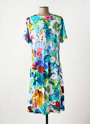 Rochie midi imprimeu floral mâneci scurte albastru DOLCEZZA femeie