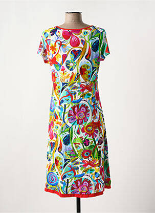 Rochie midi imprimeu floral mâneci scurte roșu DOLCEZZA femeie