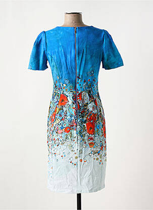 Rochie midi imprimeu floral mâneci scurte albastru DOLCEZZA femeie