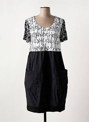 Rochie midi imprimeu fantezie mâneci scurte negru DOLCEZZA femeie