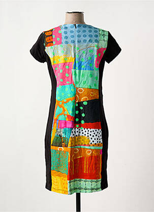 Rochie midi imprimeu fantezie mâneci scurte negru DOLCEZZA femeie