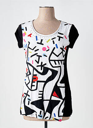 Tricou imprimeu fantezie mâneci scurte negru DOLCEZZA femeie