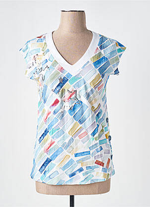 Tricou imprimeu fantezie mâneci scurte albastru DOLCEZZA femeie