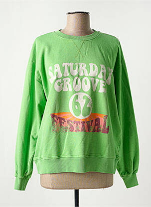 Hanorac serigrafie flockată mâneci lungi verde BREWSTER femeie