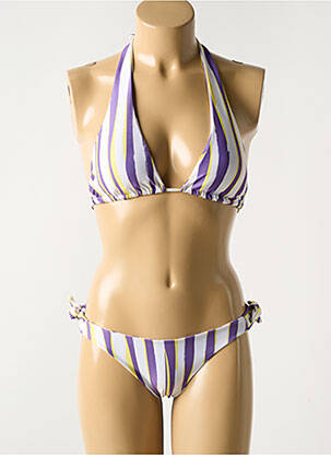 Costum de baie din două piese elasticitate top triunghiuri violet LUNA femeie