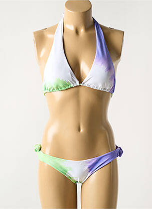 Costum de baie din două piese elasticitate top triunghiuri verde LUNA femeie