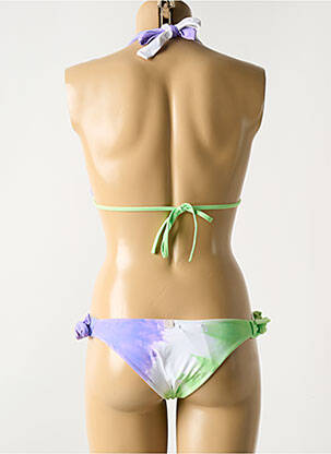 Costum de baie din două piese elasticitate top triunghiuri verde LUNA femeie
