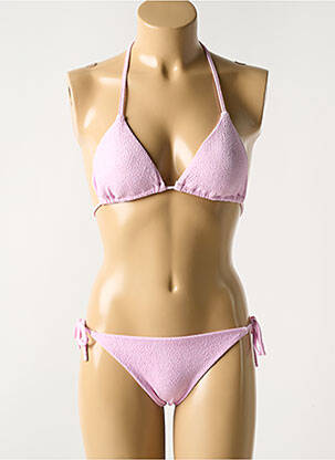 Costum de baie din două piese elasticitate top triunghiuri roz LUNA femeie