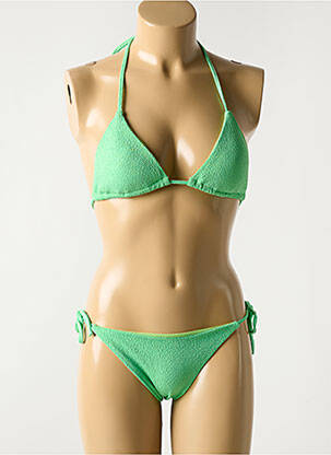 Costum de baie din două piese elasticitate top triunghiuri verde LUNA femeie