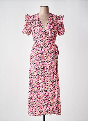 Rochie midi imprimeu floral mâneci scurte roz KILKY femeie