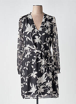 Rochie midi imprimeu floral mâneci lungi negru LPB femeie