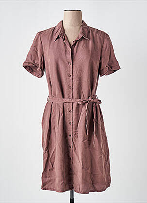 Rochie midi mâneci scurte mâneci scurte maro KANOPE femeie
